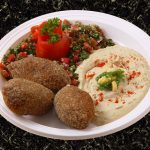 kibbe-garbanzo-cream-tomato-salad-dish